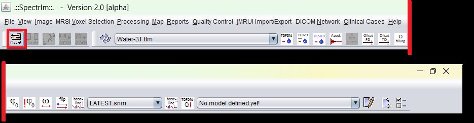 Legacy spectrIm-QMRS toolbar Mount DICOM Directory command