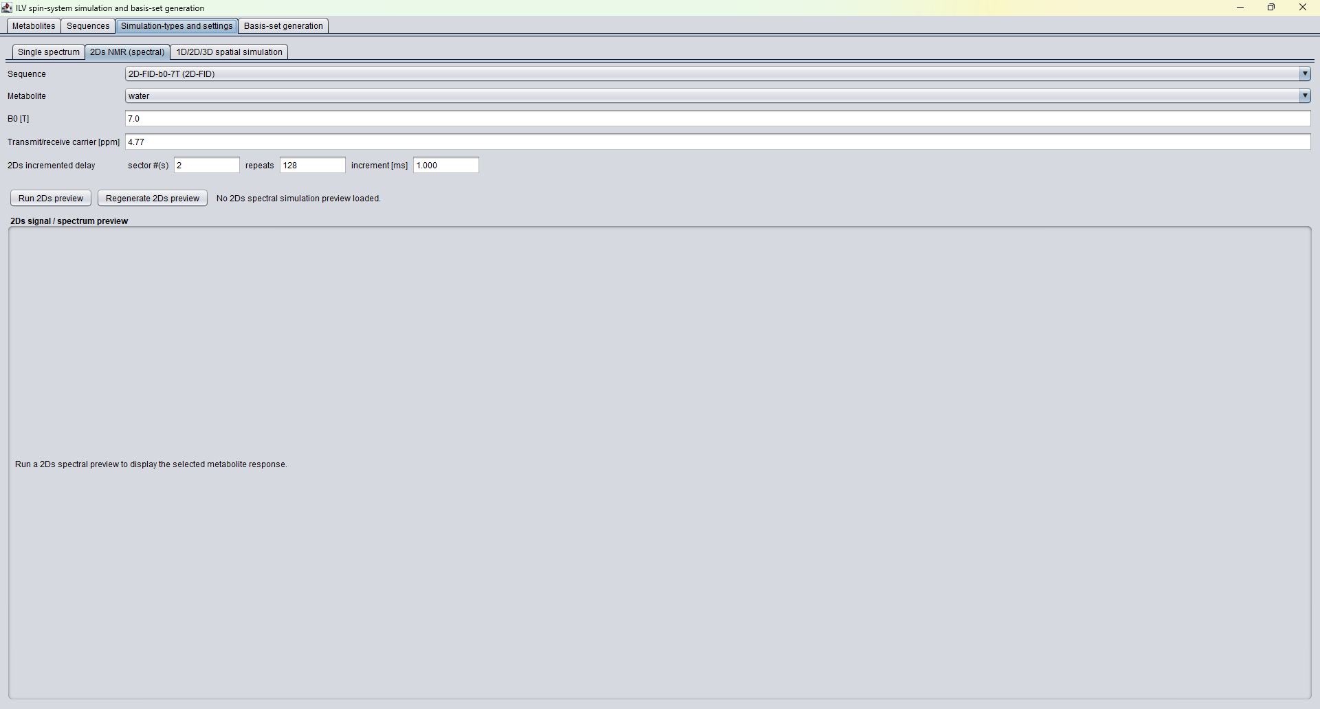 ILV simulation types and settings tab