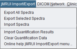 spectrIm-QMRS version 3.0.1 Alpha jMRUI Import Export menu