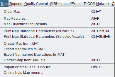 spectrIm-QMRS version 3.0.1 Alpha Map menu