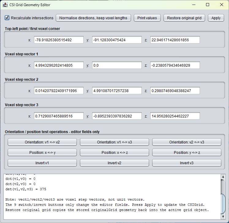 spectrIm-QMRS CSI Grid Geometry Editor dialog