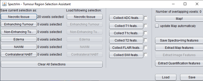GUI of the tumour region selection assistent.