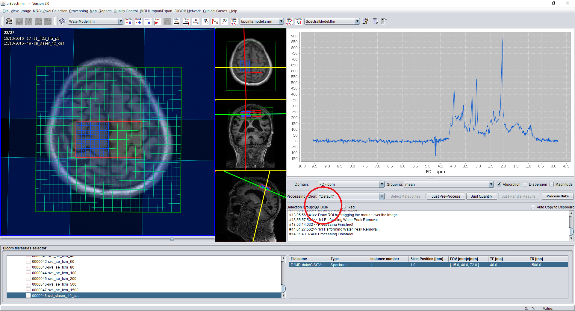 Enabling selected spectra to be added to the blue group.