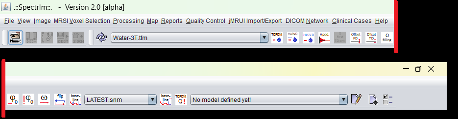 spectrIm-QMRS-MainMenu and Toolbar