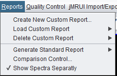 spectrIm-QMRS reports menu image