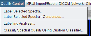 spectrIm-QMRS quality control menu image