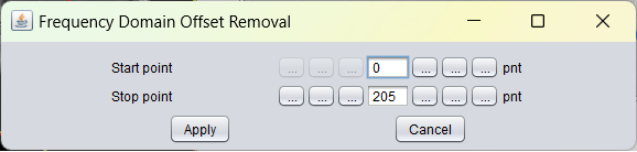 Graphical user interface before application of frequency domain offset removal.