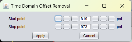 Graphical user interface to defined time domain offset removal properties.