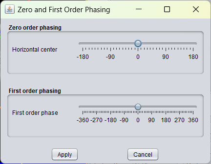 Graphical user interface to interactively phase all selected spectra simultaneously.