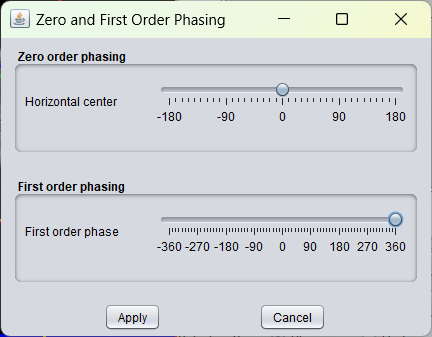 Graphical user interface to interactively phase all selected spectra simultaneously.