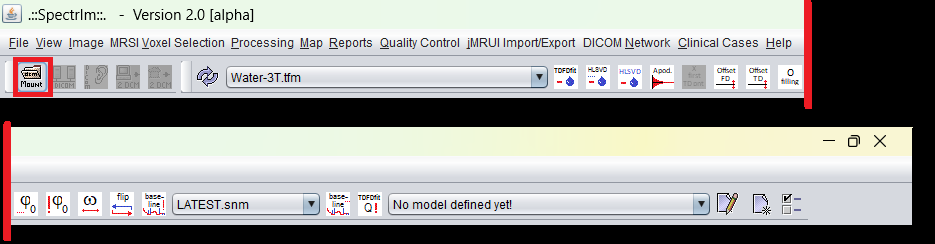 spectrIm-QMRS-MainMenu and Toolbar with mount directory button highlighted